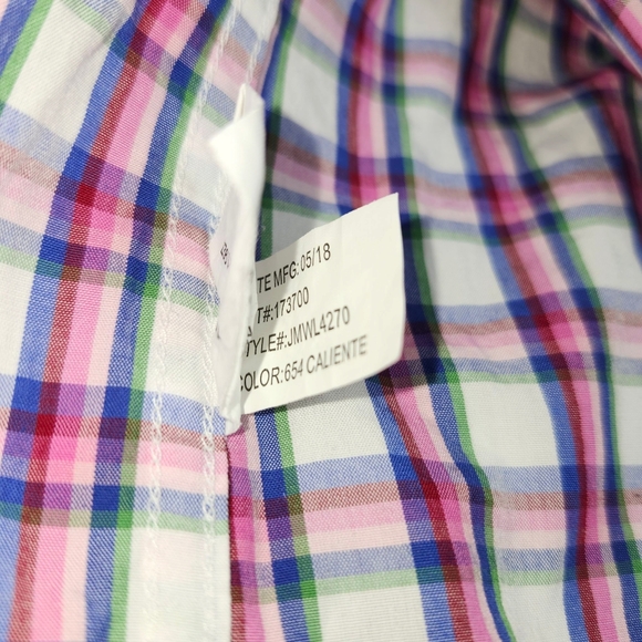 Johnnie-O Men's Size Medium Pink blue plaid shirt - Picture 5 of 8